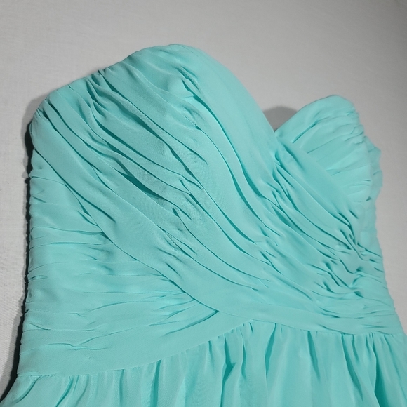 NWT High Low Chiffon Mori Lee Bridesmaid Dress Sweetheart Tiffany Blue Size US10 - Picture 3 of 9